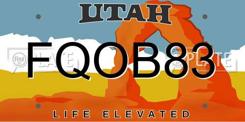 FQOB83 Utah License Plate