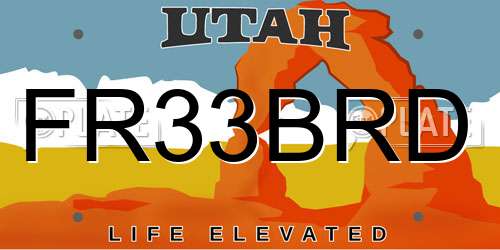 FR33BRD Utah License Plate