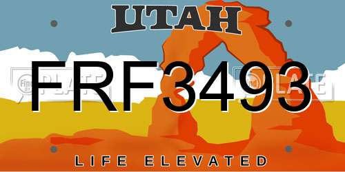 FRF3493 Utah License Plate