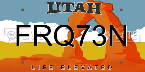 FRQ73N Utah License Plate