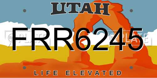 FRR6245 Utah License Plate