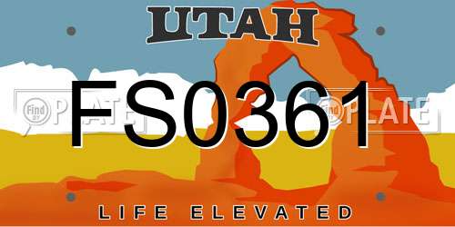 FS0361 Utah License Plate