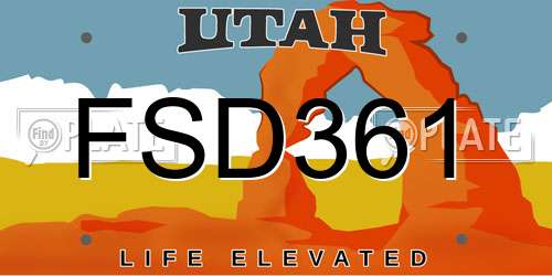 FSD361 Utah License Plate