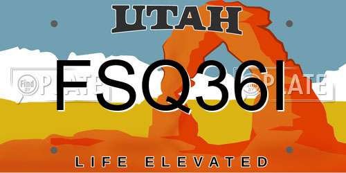 FSQ36I Utah License Plate