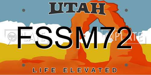 FSSM72 Utah License Plate