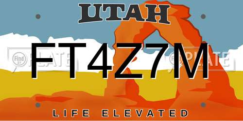 FT4Z7M Utah License Plate