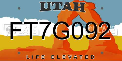 FT7G092 Utah License Plate