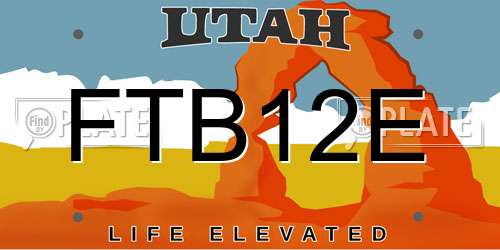 FTB12E Utah License Plate