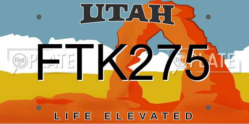 FTK275 Utah License Plate