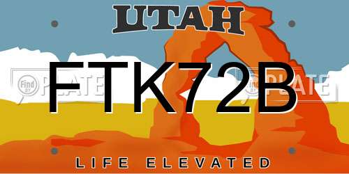 FTK72B Utah License Plate