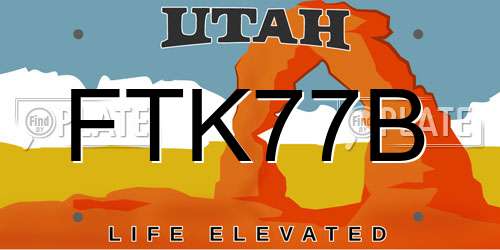 FTK77B Utah License Plate