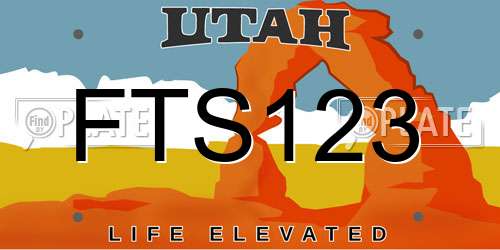 FTS123 Utah License Plate