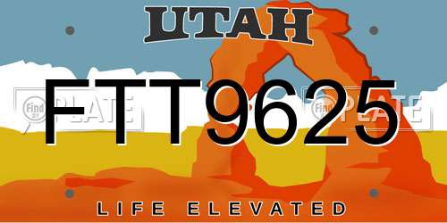 FTT9625 Utah License Plate