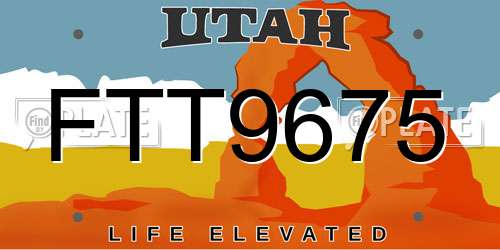 FTT9675 Utah License Plate