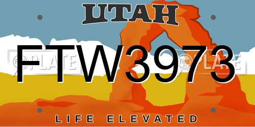 FTW3973 Utah License Plate