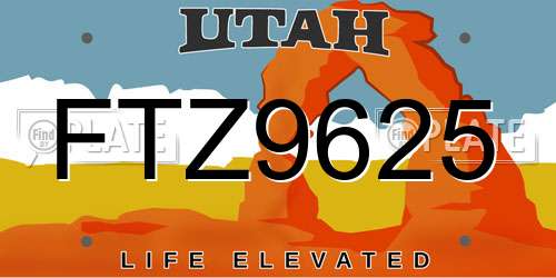 FTZ9625 Utah License Plate
