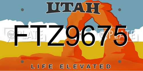 FTZ9675 Utah License Plate