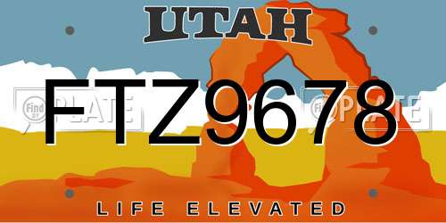 FTZ9678 Utah License Plate