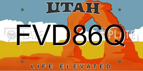 FVD86Q Utah License Plate