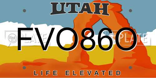 FVO86O Utah License Plate