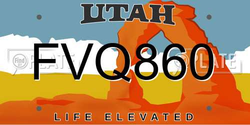 FVQ860 Utah License Plate