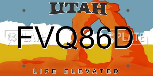 FVQ86D Utah License Plate