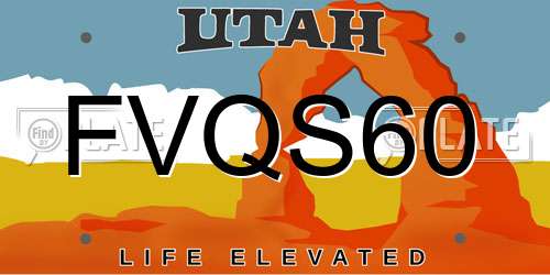 FVQS60 Utah License Plate