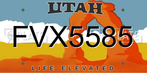 FVX5585 Utah License Plate