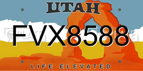 FVX8588 Utah License Plate