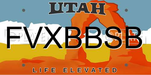 FVXBBSB Utah License Plate