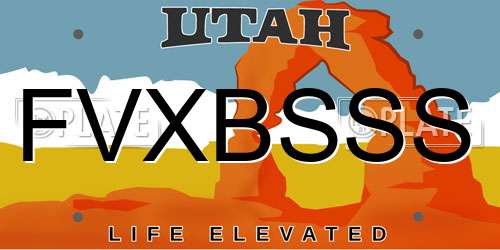 FVXBSSS Utah License Plate