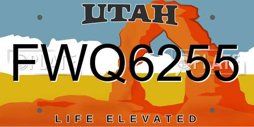 FWQ6255 Utah License Plate
