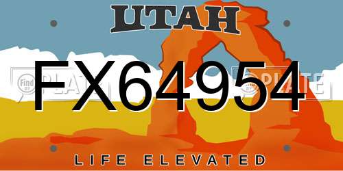 FX64954 Utah License Plate