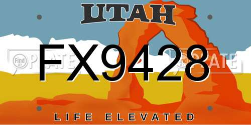 FX9428 Utah License Plate