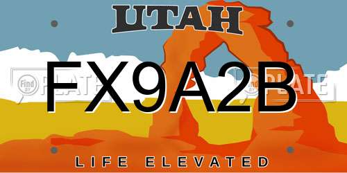 FX9A2B Utah License Plate