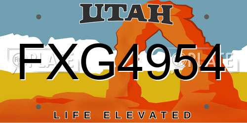 FXG4954 Utah License Plate