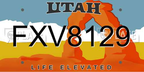 FXV8129 Utah License Plate