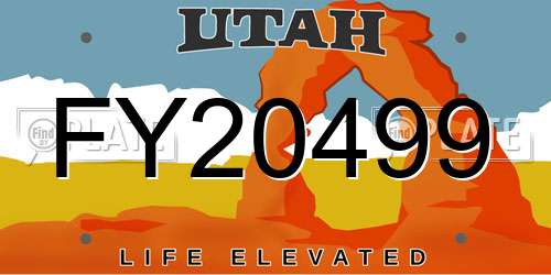 FY20499 Utah License Plate