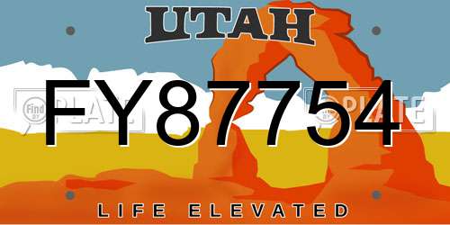 FY87754 Utah License Plate
