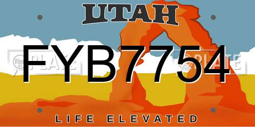FYB7754 Utah License Plate