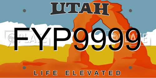 FYP9999 Utah License Plate
