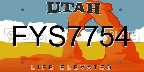 FYS7754 Utah License Plate