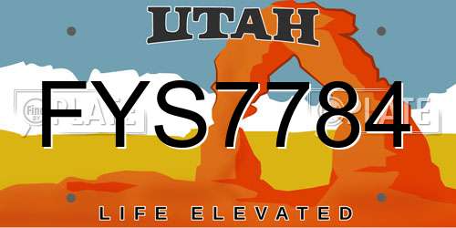 FYS7784 Utah License Plate