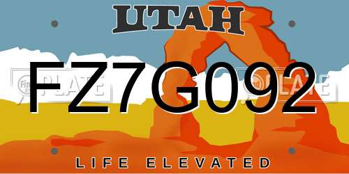 FZ7G092 Utah License Plate