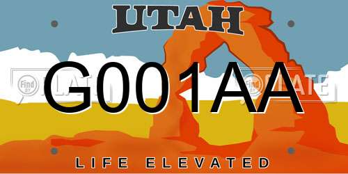 G001AA Utah License Plate