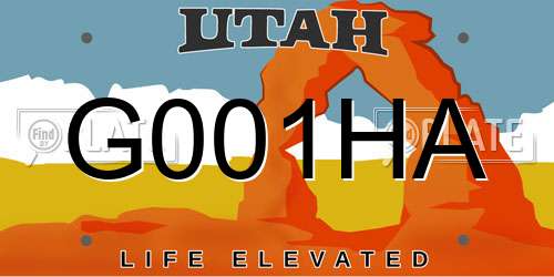 G001HA Utah License Plate
