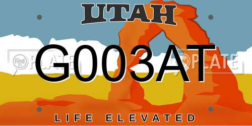 G003AT Utah License Plate