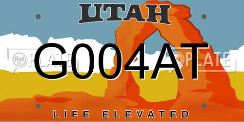 G004AT Utah License Plate