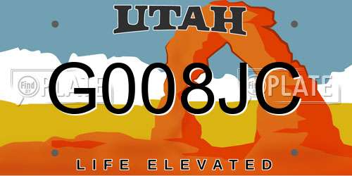 G008JC Utah License Plate