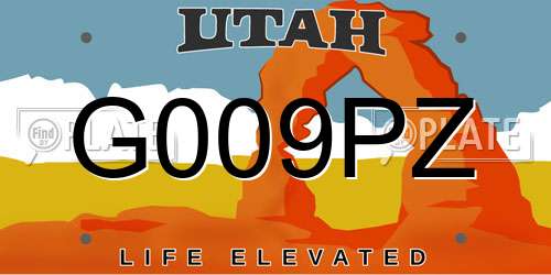 G009PZ Utah License Plate